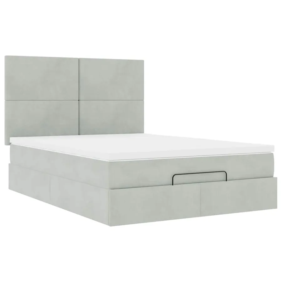 Cadre de lit ottoman avec matelas gris clair 140x200 cm velours - 7