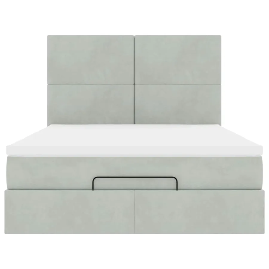 Cadre de lit ottoman avec matelas gris clair 140x200 cm velours - 8