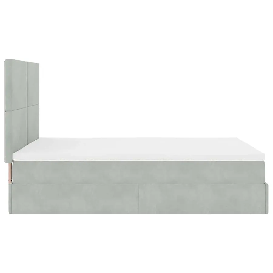 Cadre de lit ottoman avec matelas gris clair 140x200 cm velours - 9