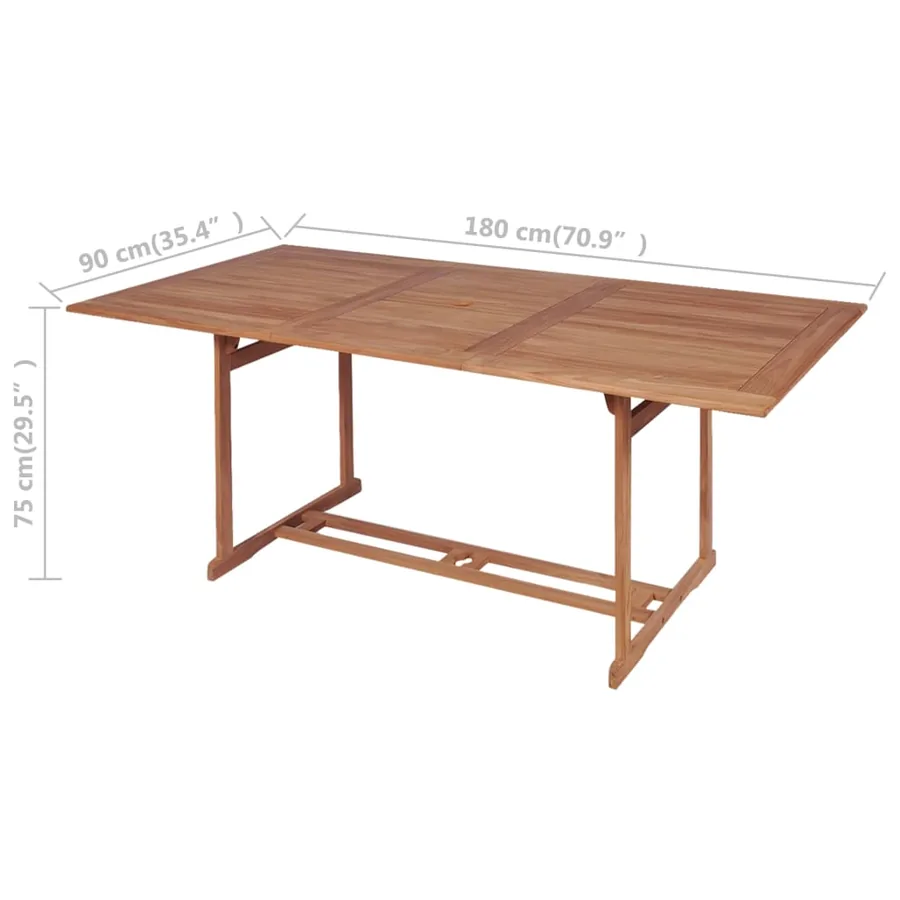 Table de jardin 180x90x75 cm Bois de teck solide - 7