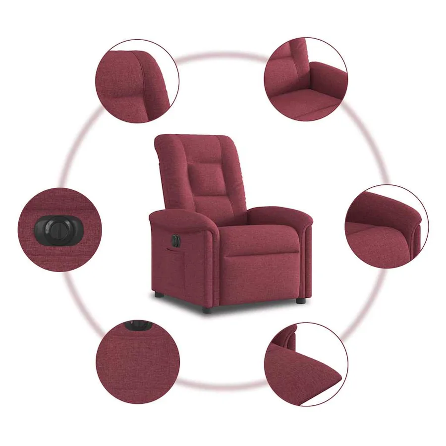 Fauteuil inclinable électrique Rouge bordeaux Tissu - 10