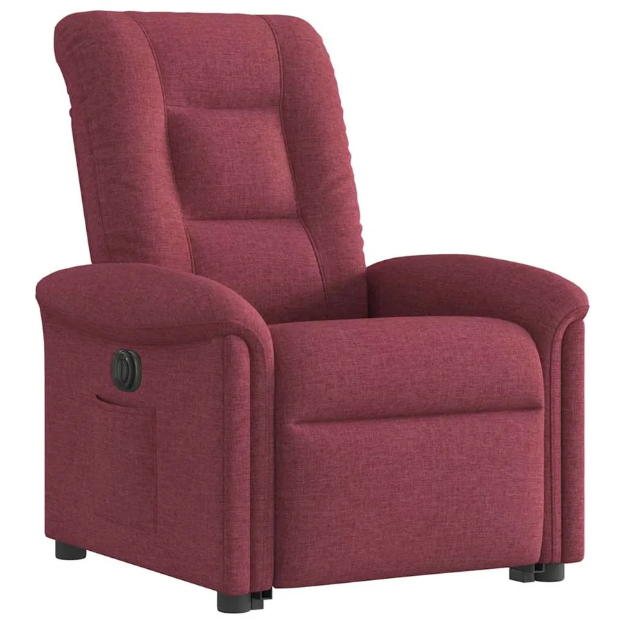Fauteuil inclinable électrique rouge bordeaux tissu - 5