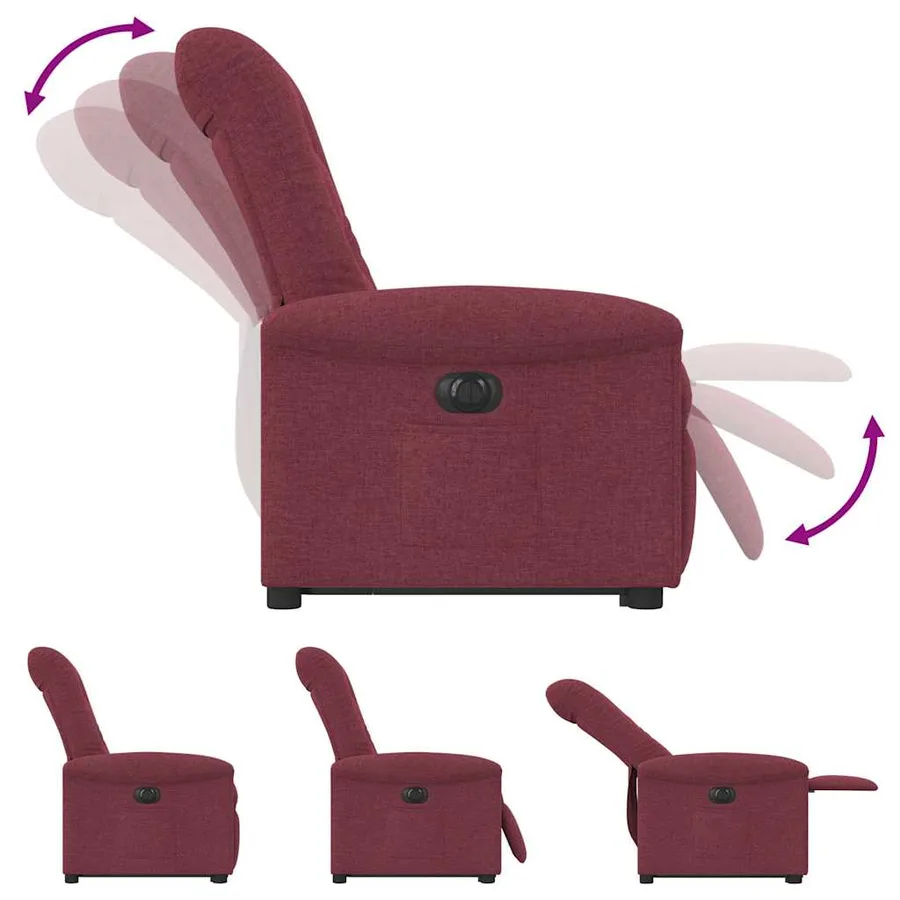Fauteuil inclinable électrique rouge bordeaux tissu - 8