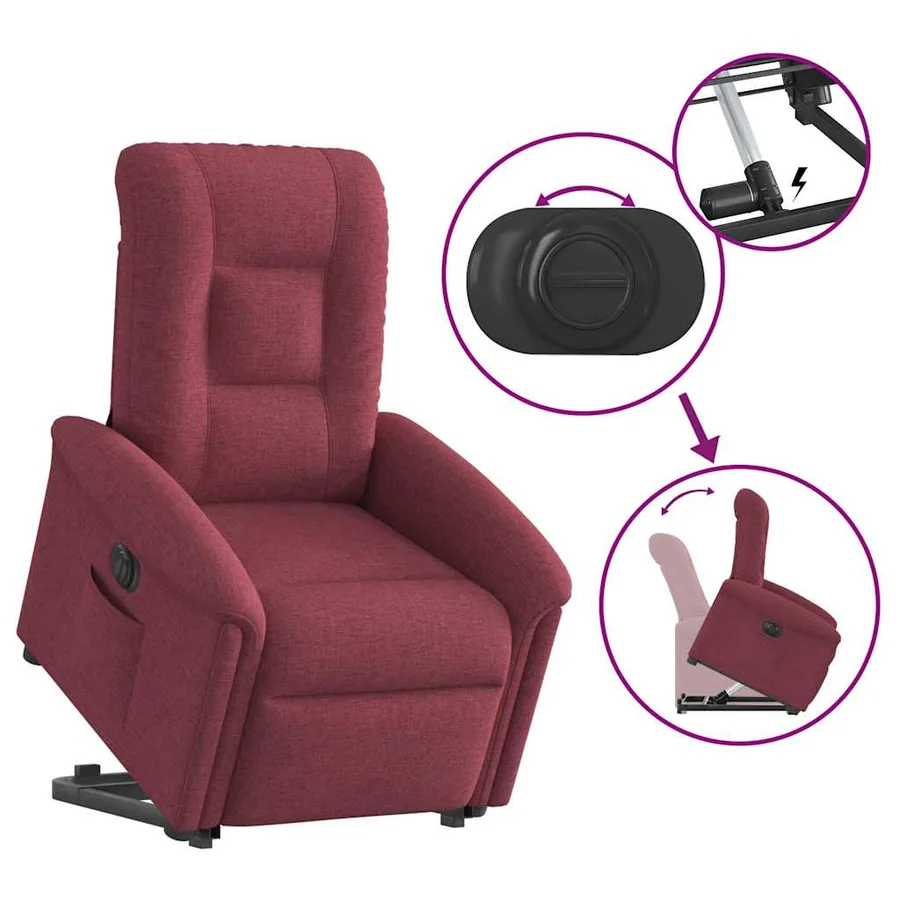 Fauteuil inclinable électrique rouge bordeaux tissu - 9