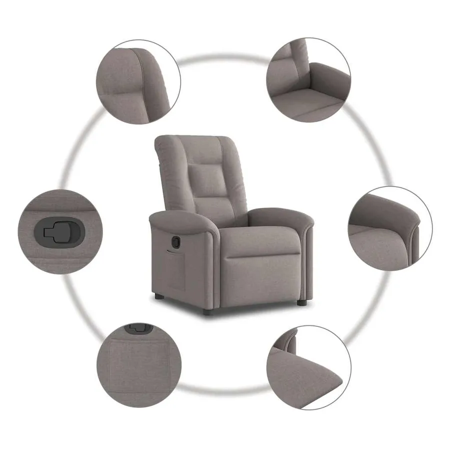 Fauteuil inclinable Taupe Tissu - 7