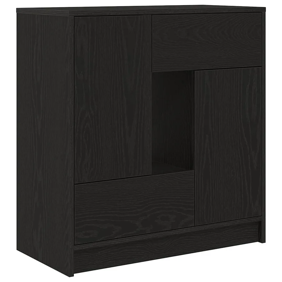 Buffet avec tiroirs et portes chêne noir 70,5x34x74,5 cm - 2