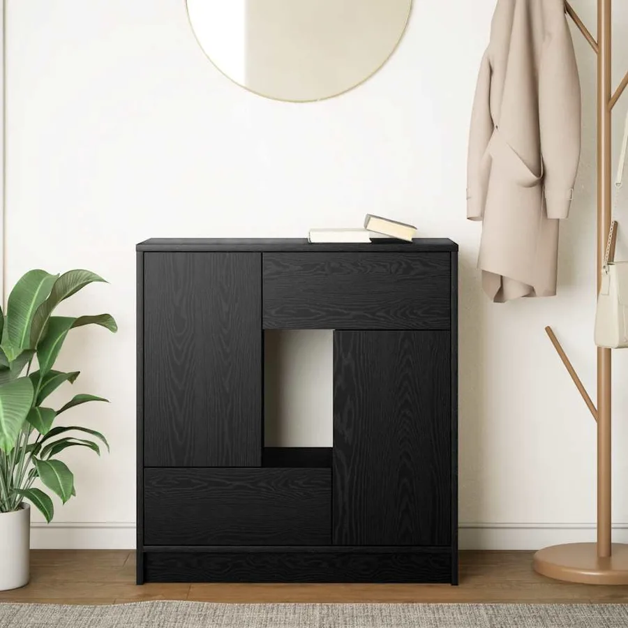 Buffet avec tiroirs et portes chêne noir 70,5x34x74,5 cm - 3