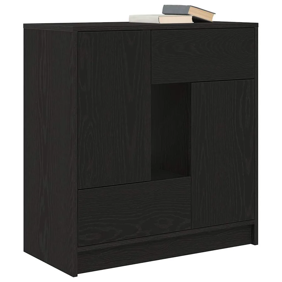 Buffet avec tiroirs et portes chêne noir 70,5x34x74,5 cm - 4