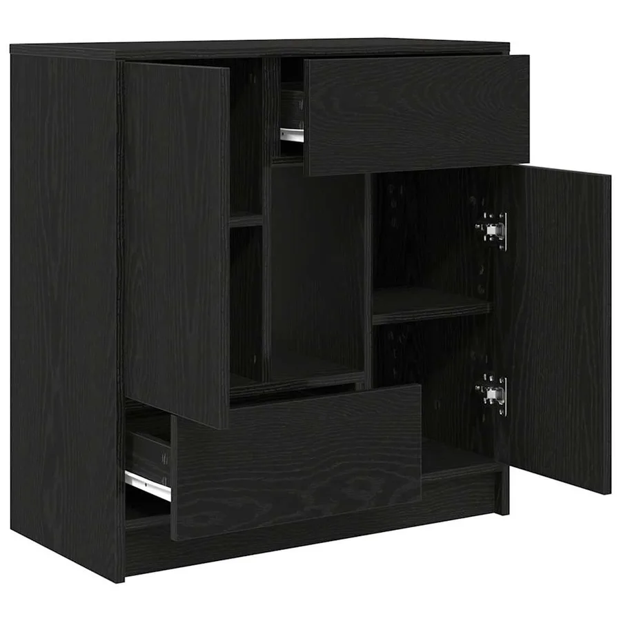 Buffet avec tiroirs et portes chêne noir 70,5x34x74,5 cm - 5
