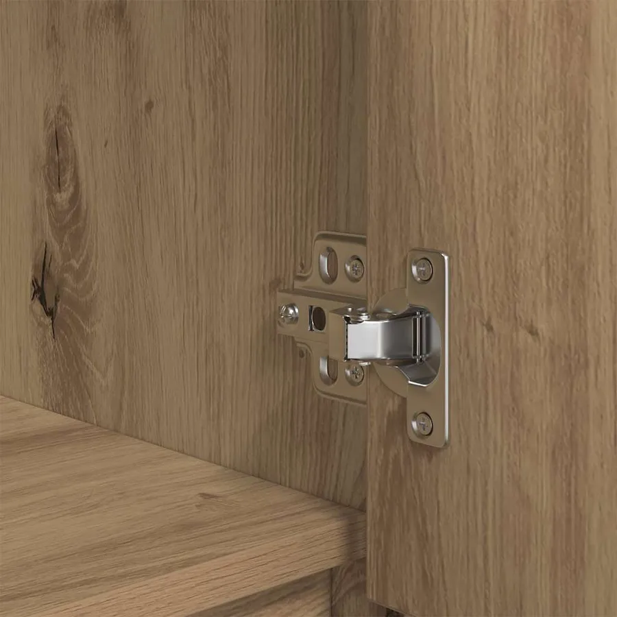 Buffet haut chêne artisanal 29,5x34x119,5 cm bois d'ingénierie - 12