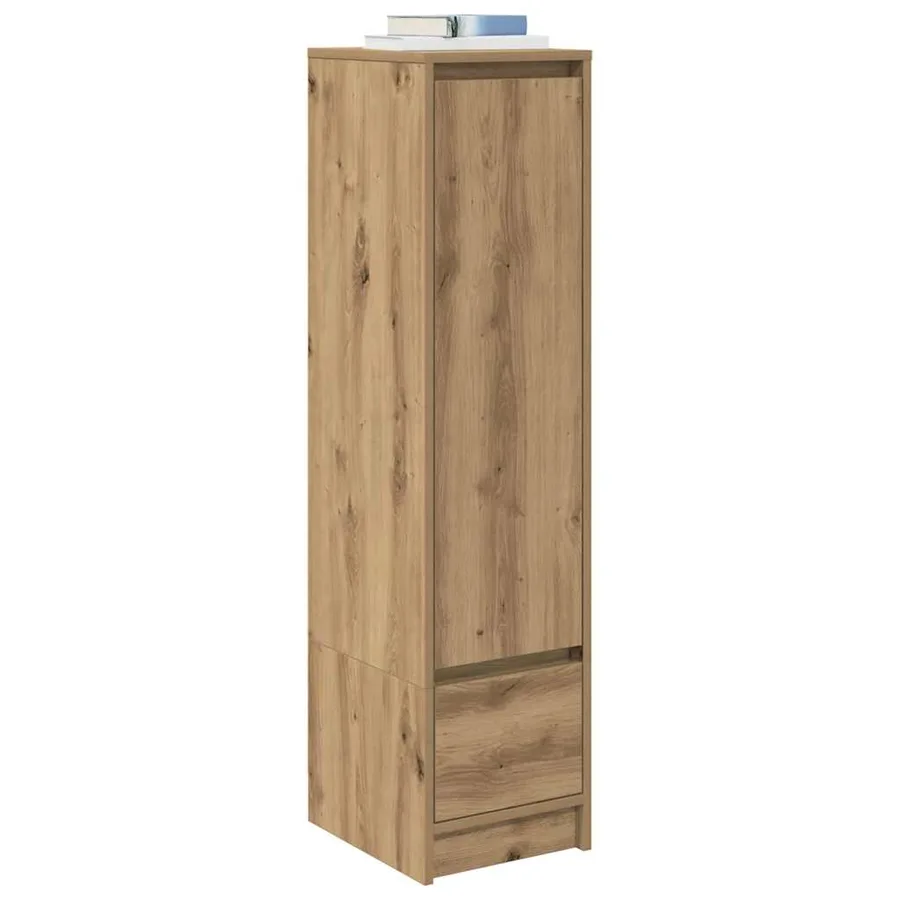 Buffet haut chêne artisanal 29,5x34x119,5 cm bois d'ingénierie - 4