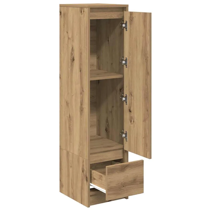 Buffet haut chêne artisanal 29,5x34x119,5 cm bois d'ingénierie - 5