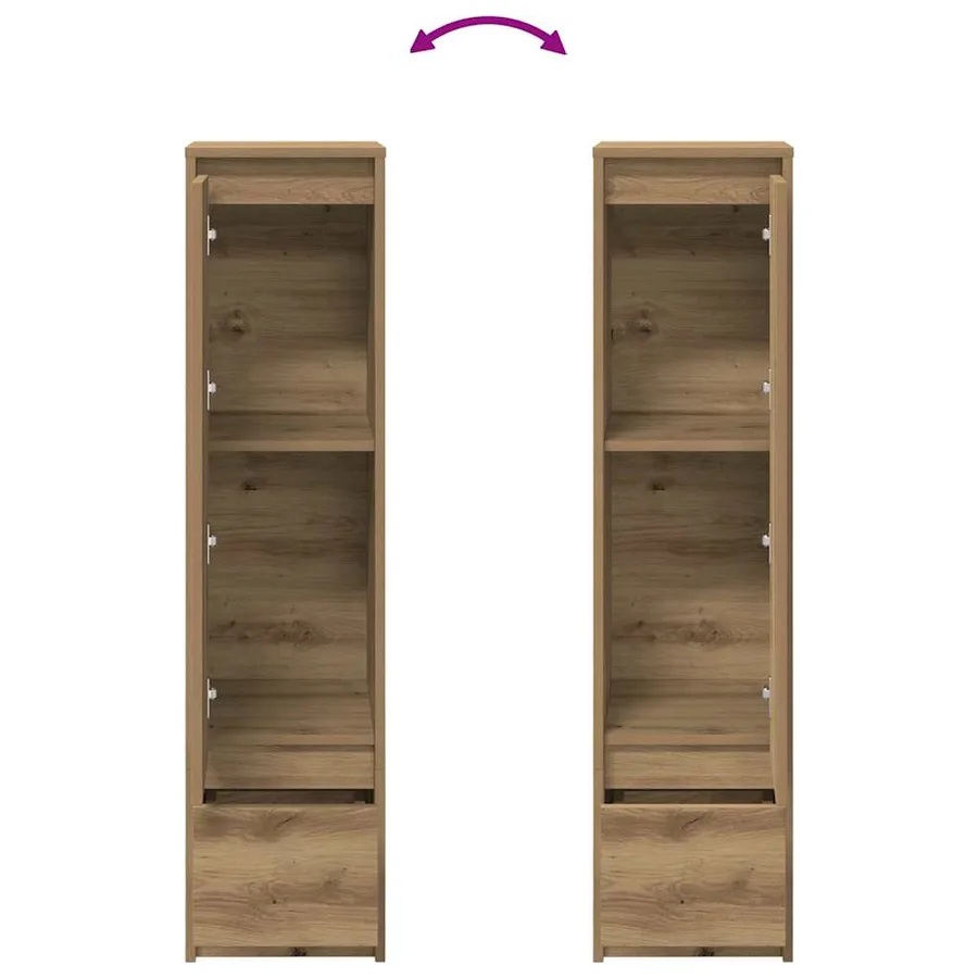 Buffet haut chêne artisanal 29,5x34x119,5 cm bois d'ingénierie - 9