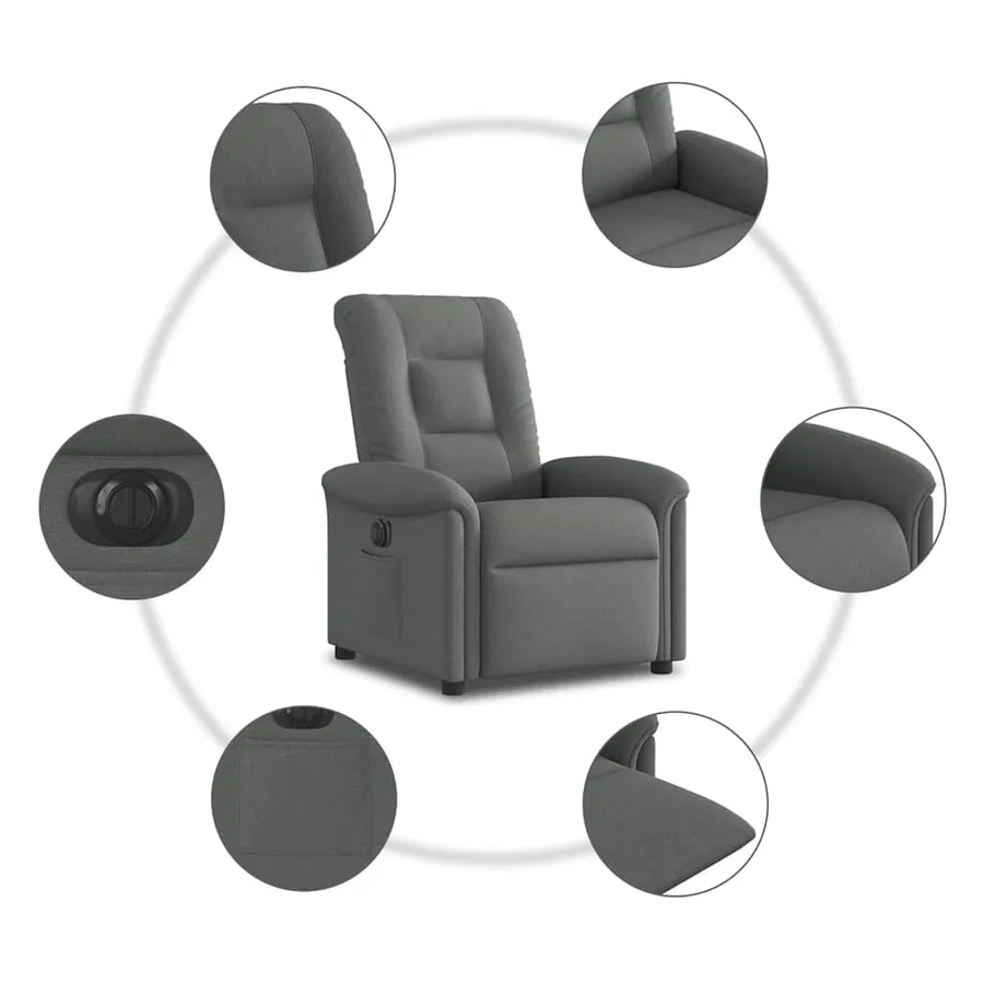 Fauteuil inclinable électrique Gris foncé Tissu - 10