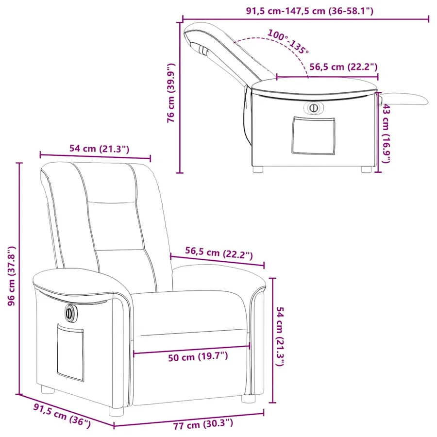 Fauteuil inclinable électrique Gris foncé Tissu - 15