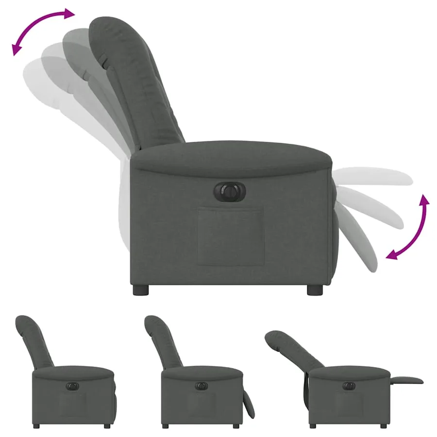 Fauteuil inclinable électrique Gris foncé Tissu - 8