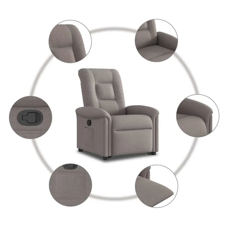 Fauteuil inclinable taupe tissu - 10