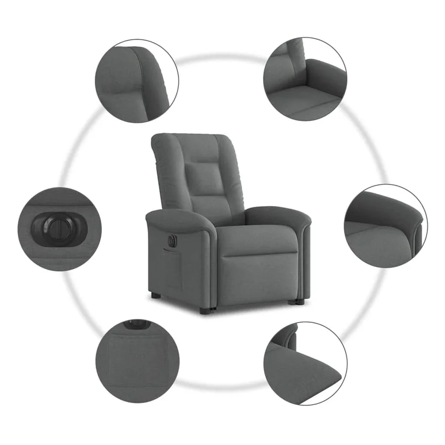 Fauteuil inclinable électrique gris foncé tissu - 11