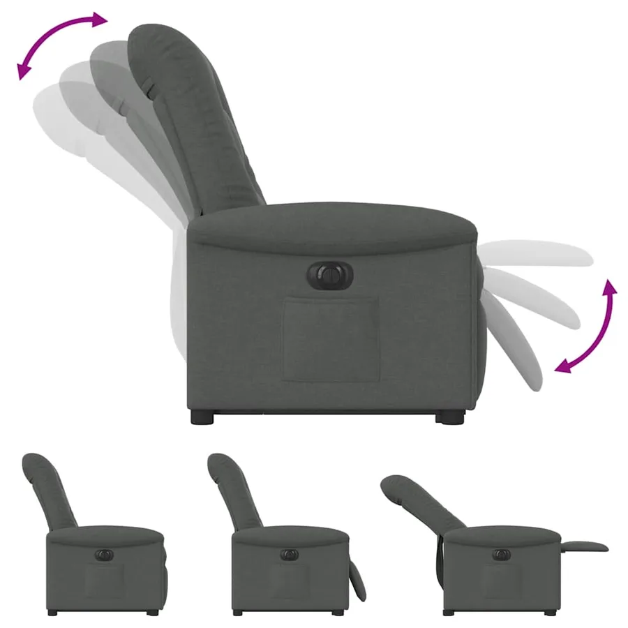 Fauteuil inclinable électrique gris foncé tissu - 8