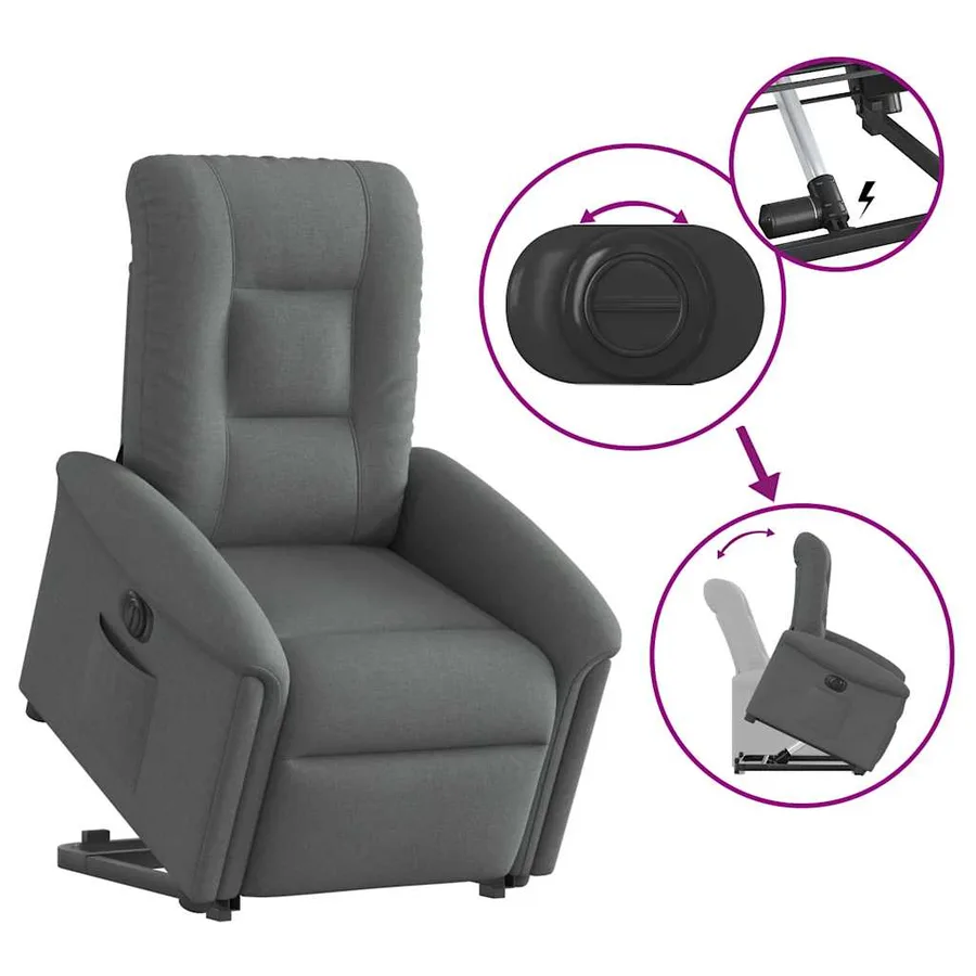 Fauteuil inclinable électrique gris foncé tissu - 9