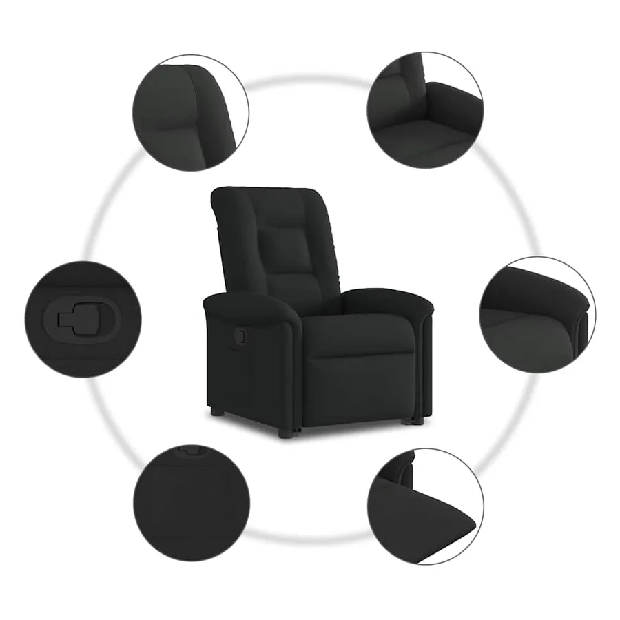 Fauteuil inclinable noir tissu - 10