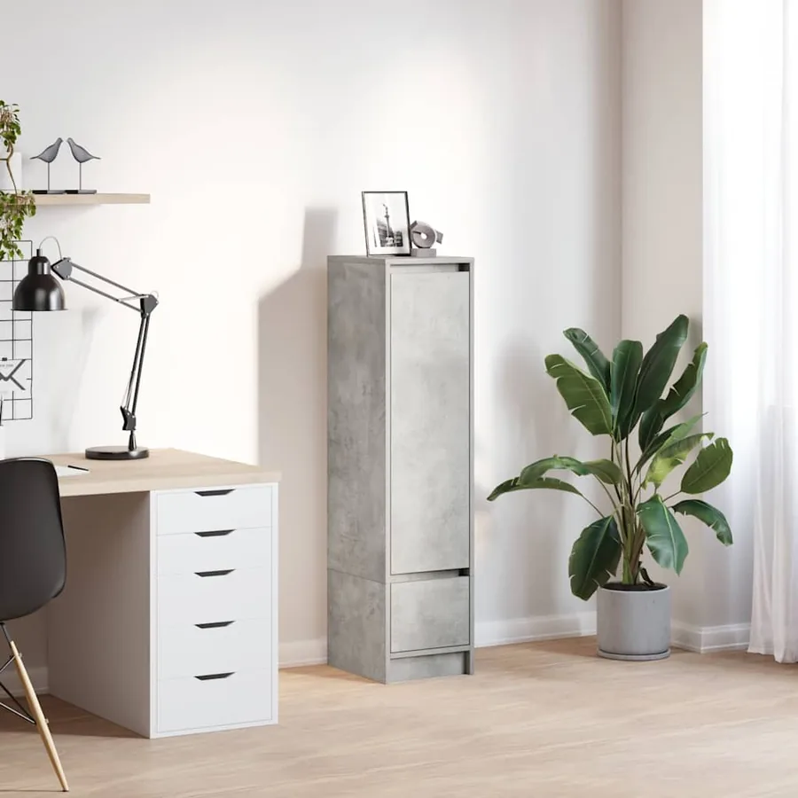 Buffet haut gris béton 29,5x34x119,5 cm bois d'ingénierie