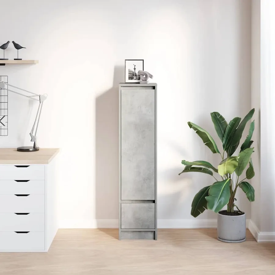 Buffet haut gris béton 29,5x34x119,5 cm bois d'ingénierie - 3