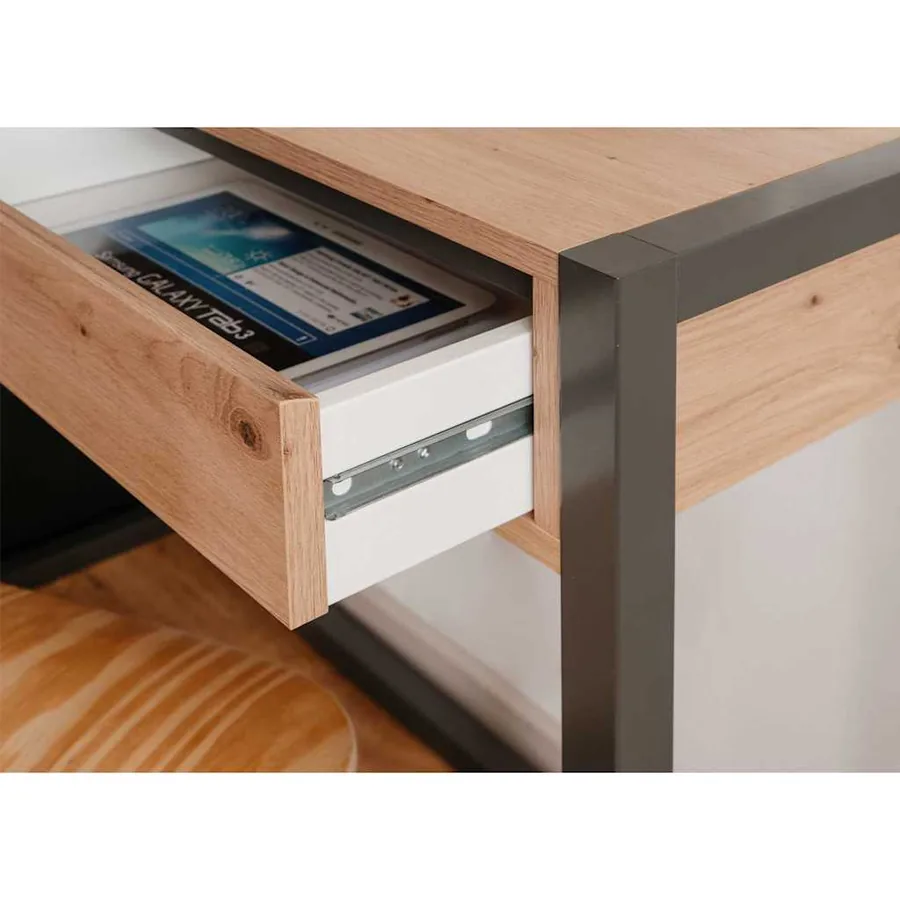 Finori Table console Denver 44 Chêne artisanal et gris anthracite - 10