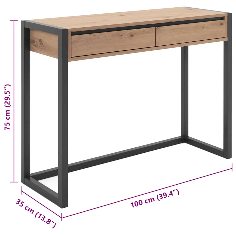Finori Table console Denver 44 Chêne artisanal et gris anthracite - 11