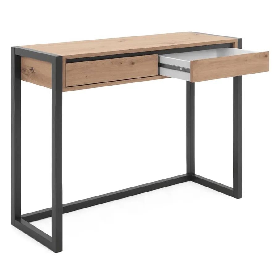 Finori Table console Denver 44 Chêne artisanal et gris anthracite - 5
