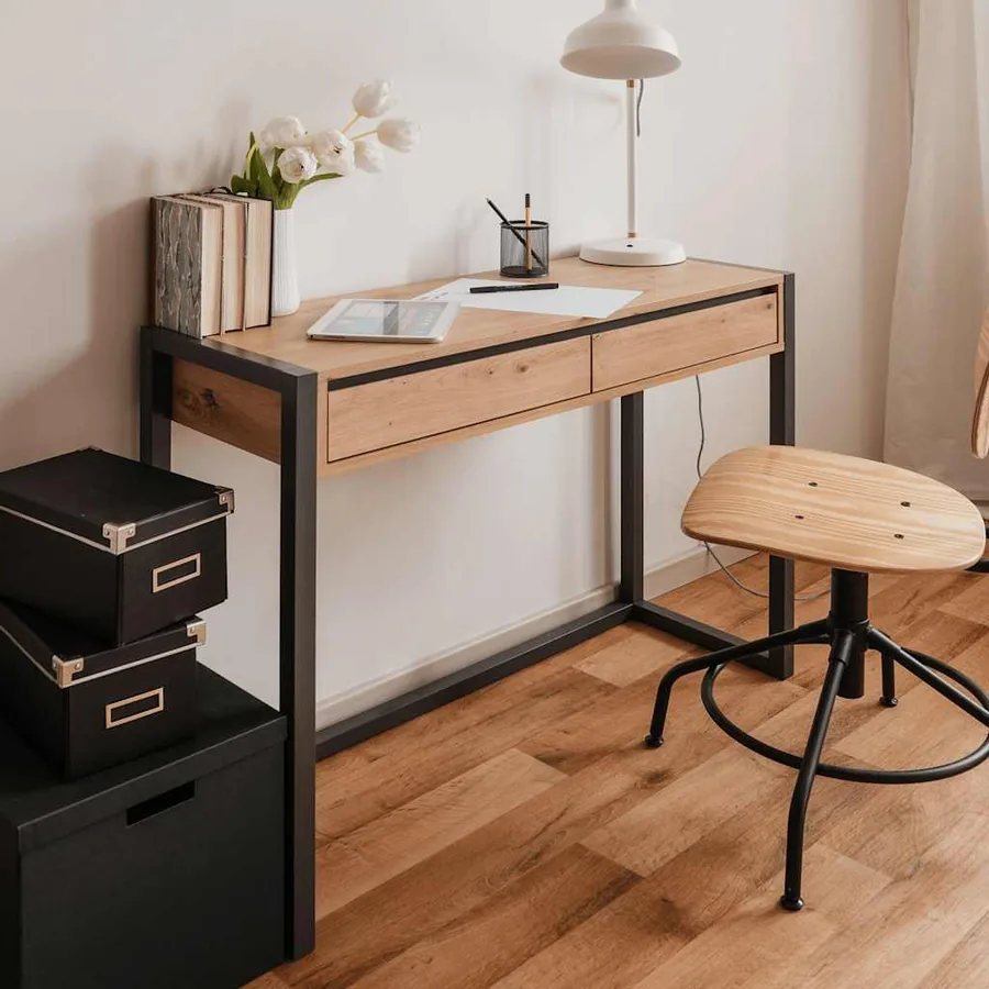 Finori Table console Denver 44 Chêne artisanal et gris anthracite - 7