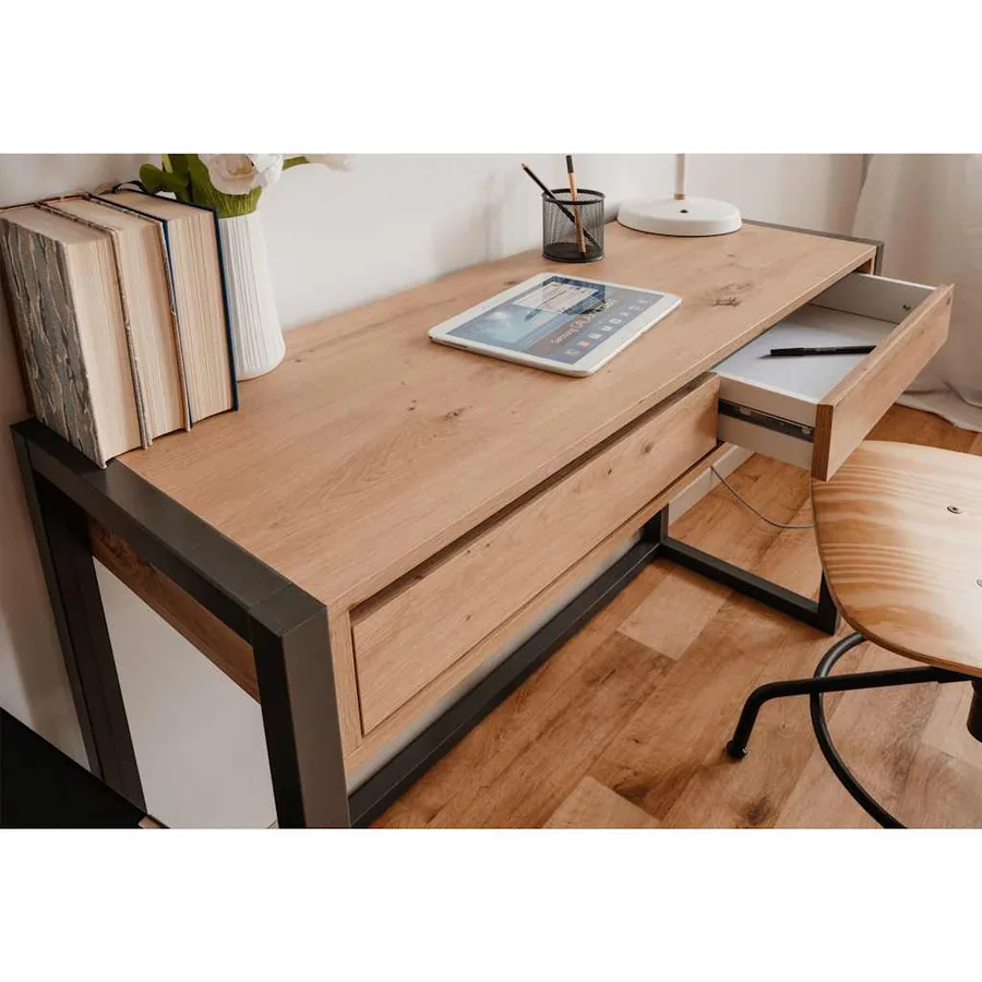 Finori Table console Denver 44 Chêne artisanal et gris anthracite - 9