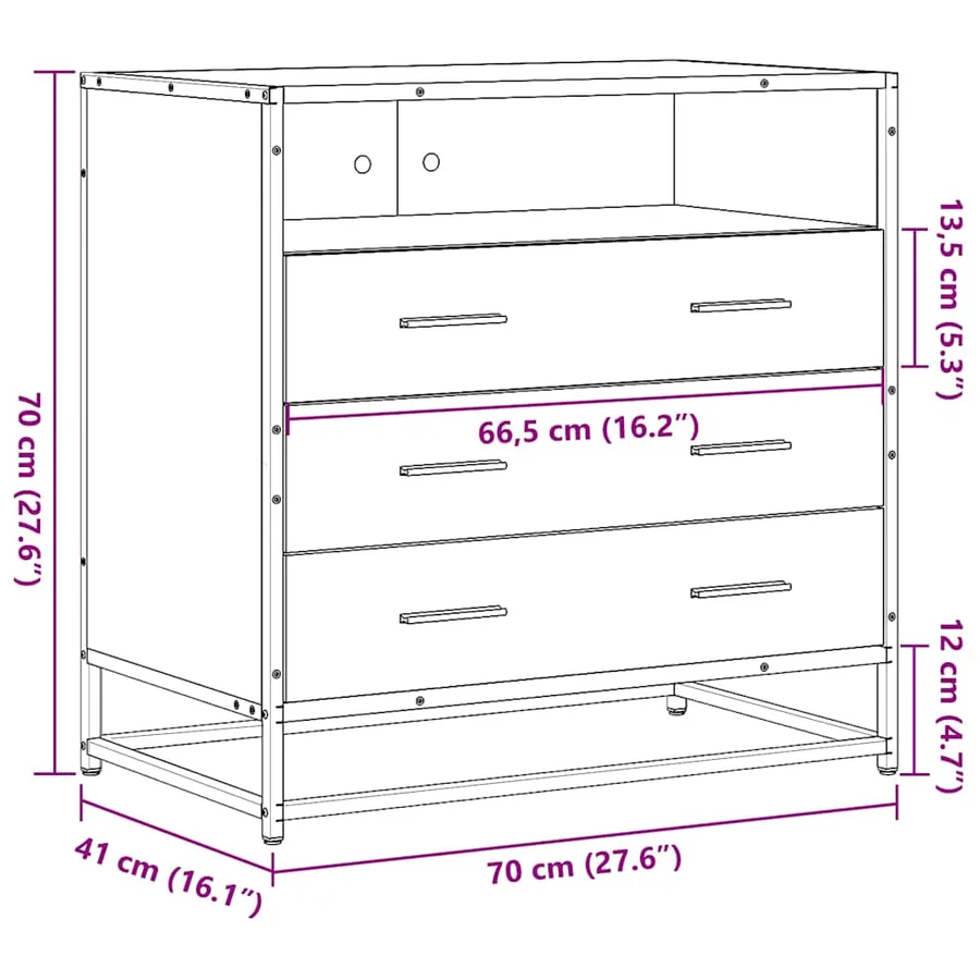 Commode sonoma gris 70x41x70 cm bois d'ingénierie - 10