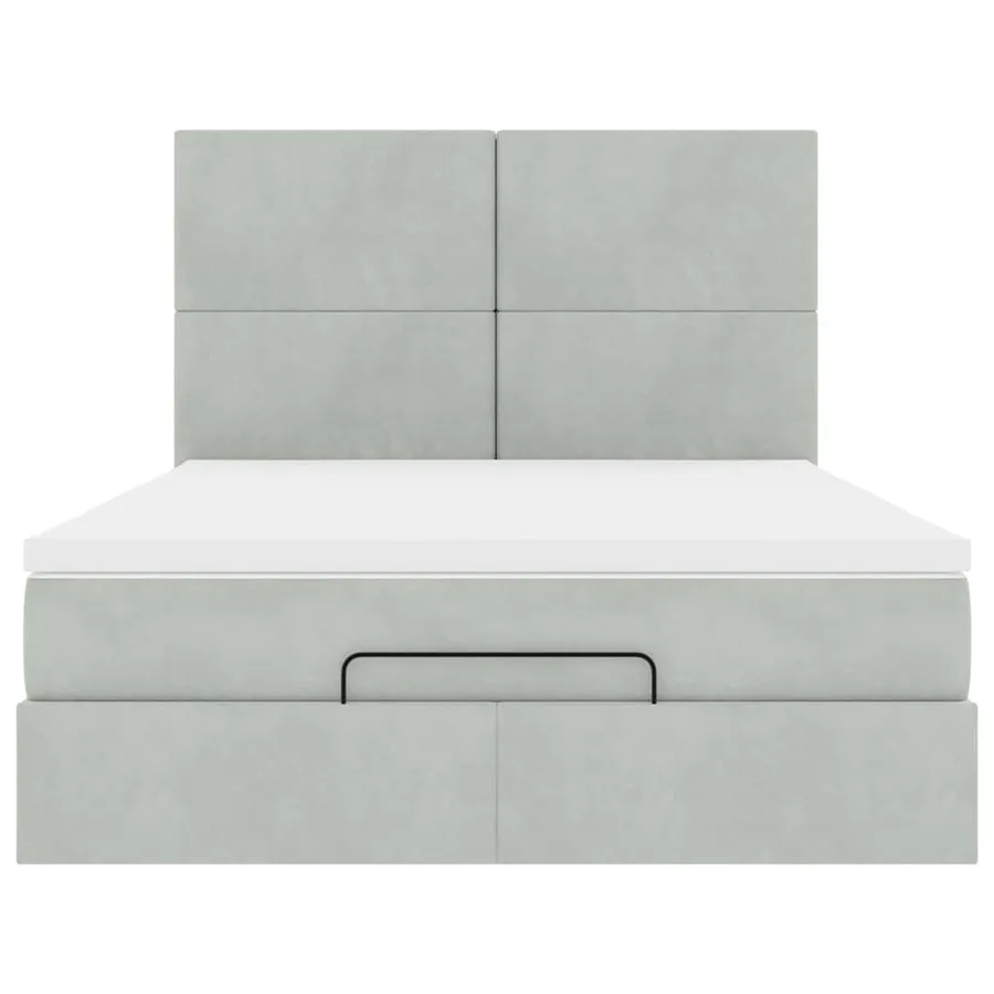 Cadre de lit ottoman avec matelas gris clair 140x200 cm velours - 7