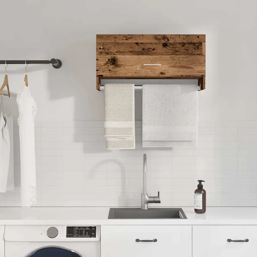 Garde-robe vieux bois 70x32,5x35 cm bois d'ingénierie - 3