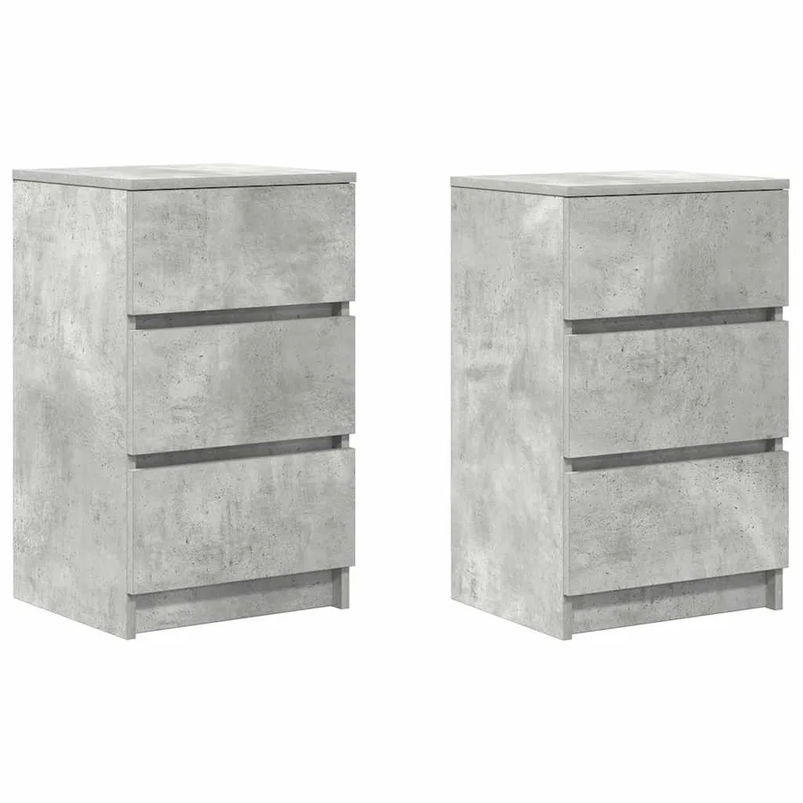 Tables de chevet avec 3 tiroirs 2 pcs gris béton 39x35x65 cm - 2