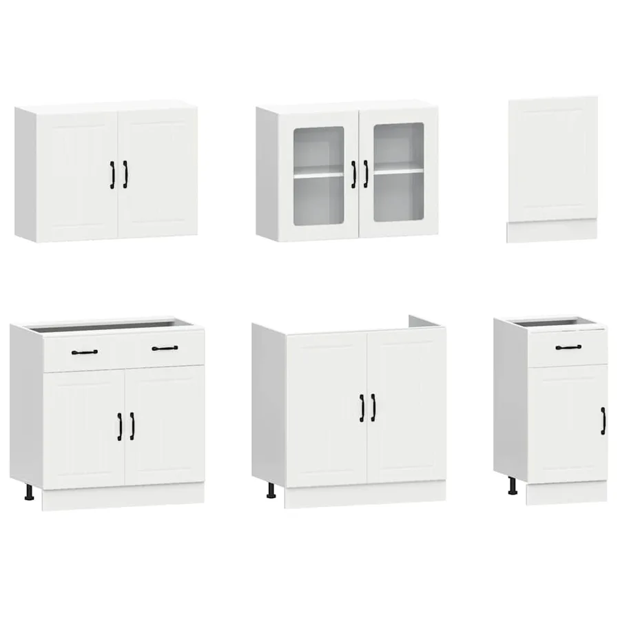 Ensemble d'armoires cuisine 7pcs Kalmar blanc bois d'ingénierie - 4