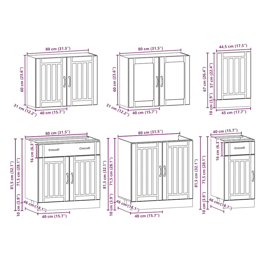 Ensemble d'armoires cuisine 7pcs Kalmar blanc bois d'ingénierie - 9