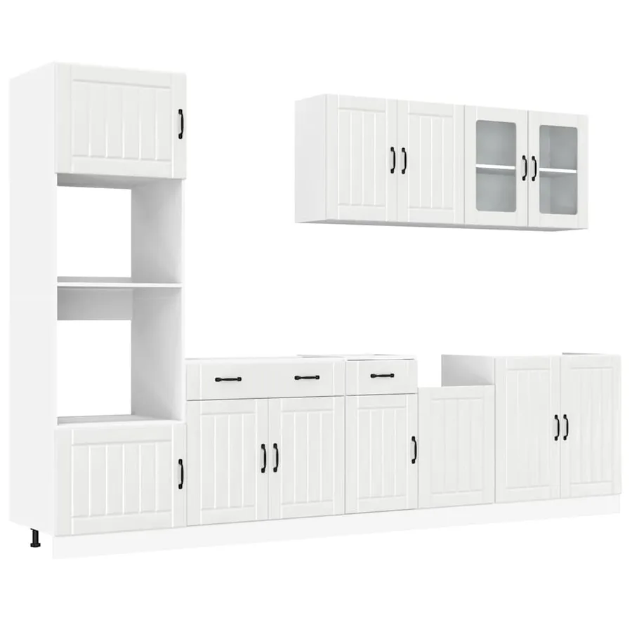 Ensemble de 7 meubles de cuisine "Lucca" en bois d'ingénierie blanc brillant - 2