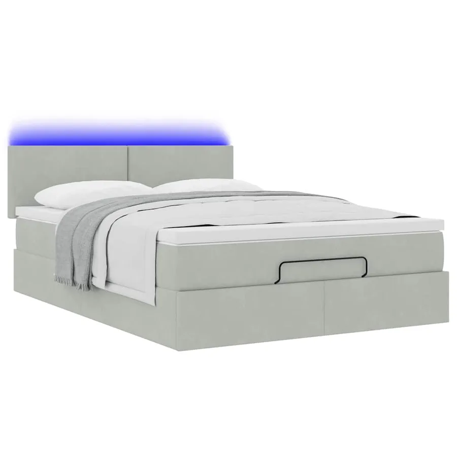 Cadre de lit ottoman avec matelas gris clair 140x200 cm velours - 3