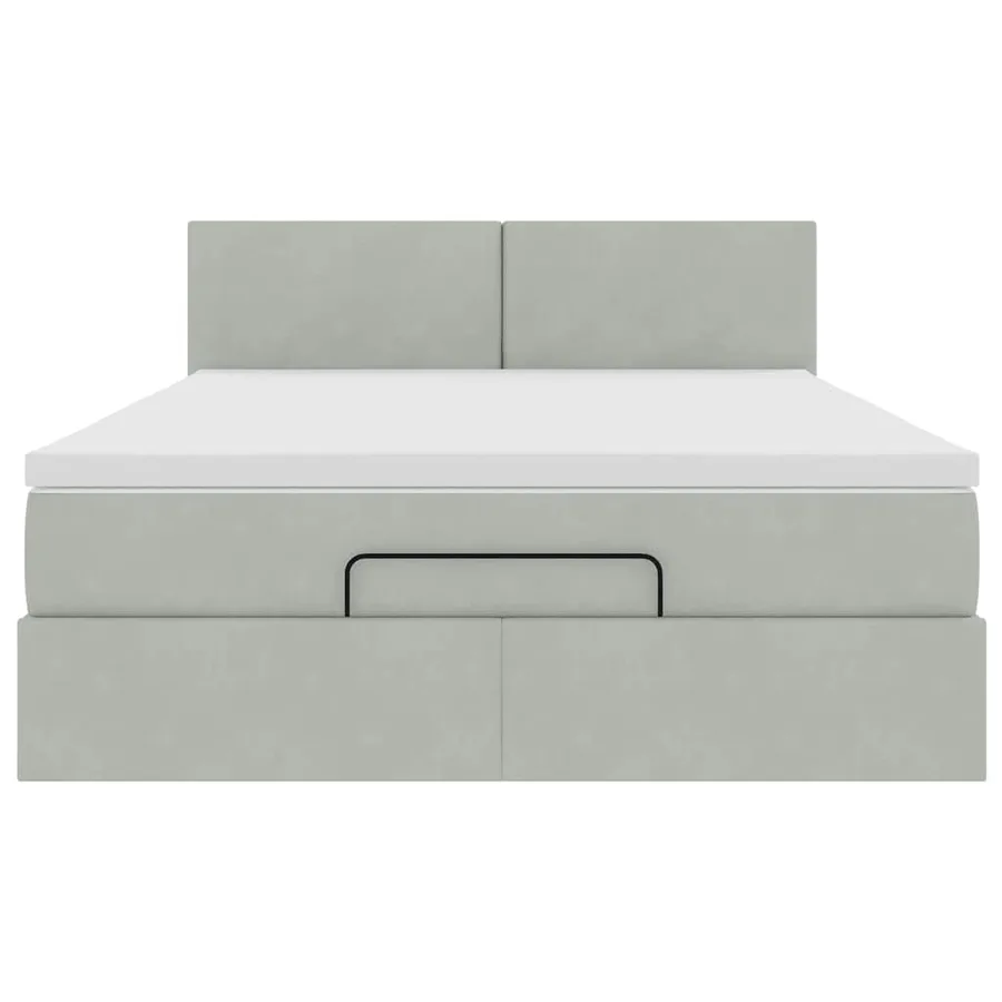Cadre de lit ottoman avec matelas gris clair 140x200 cm velours - 6