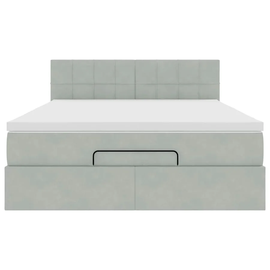 Cadre de lit ottoman avec matelas gris clair 140x200 cm velours - 5