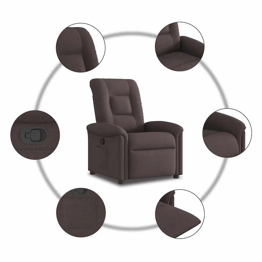 Fauteuil inclinable Marron foncé Tissu - 7
