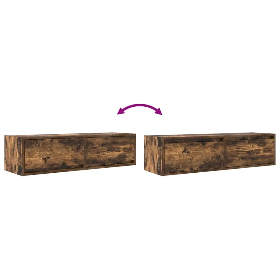 Meuble TV Chêne fumé 100 x 31 x 25,5 cm Bois d'ingénierie - 12
