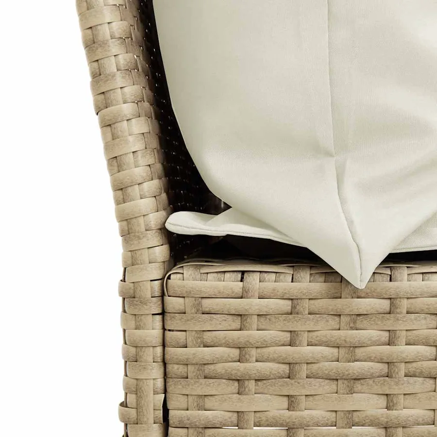 Canapé de jardin avec coussins beige résine tressée - 7