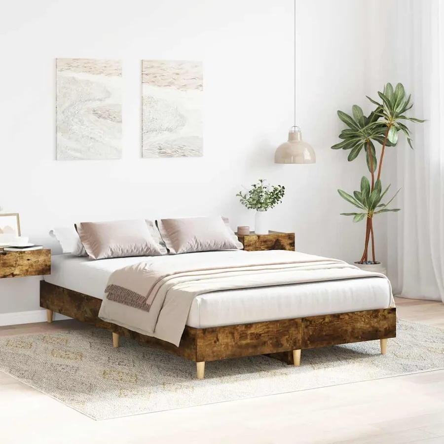 Cadre de lit sans matelas chêne fumé 140x190 cm bois ingénierie - 3