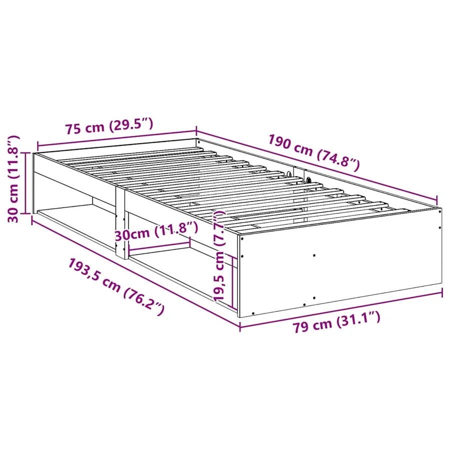 Lit de jour sans matelas cire marron 75x190 cm pin massif - 11