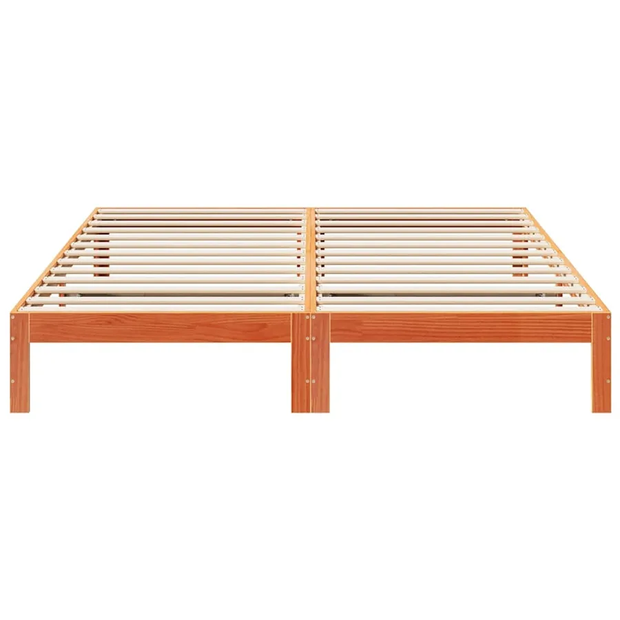 Cadre de lit sans matelas cire marron 160x200cm bois pin massif - 5
