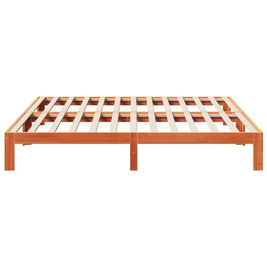 Cadre de lit sans matelas cire marron 160x200cm bois pin massif - 6