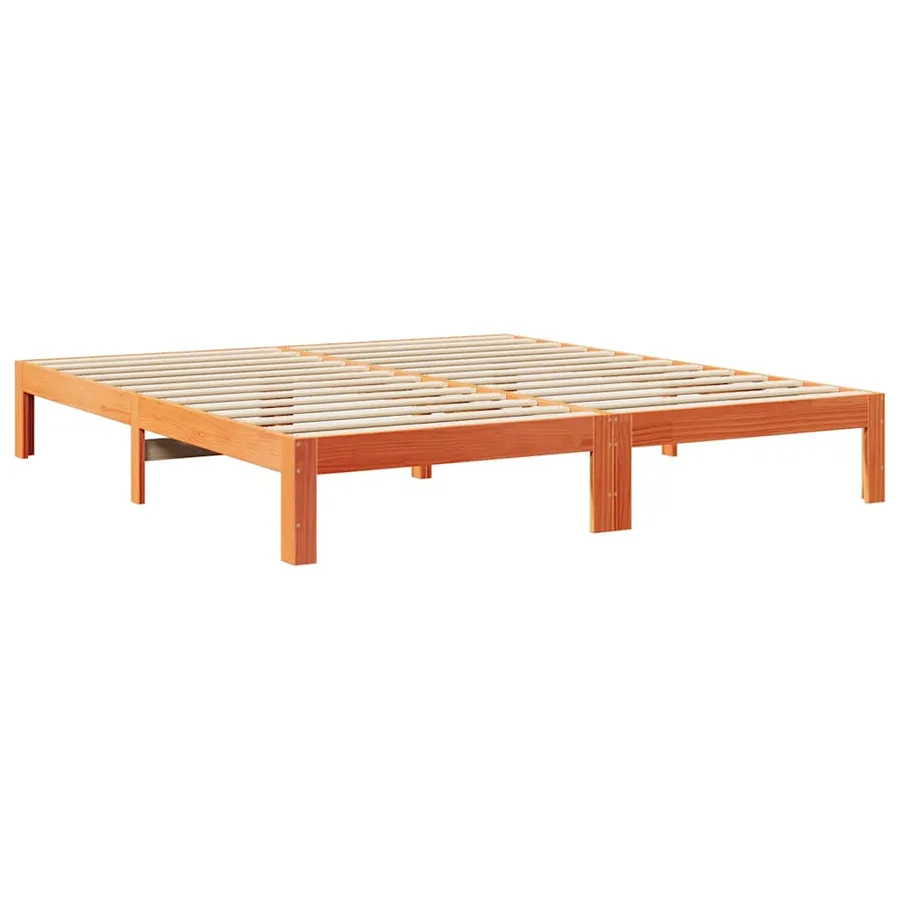 Cadre de lit sans matelas cire marron 160x200cm bois pin massif - 7